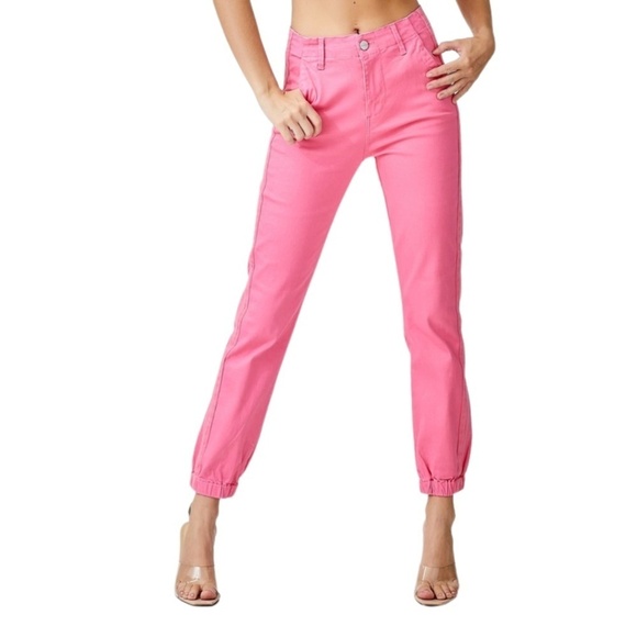 Pink High Rise Jogger Jeans - Picture 4 of 4